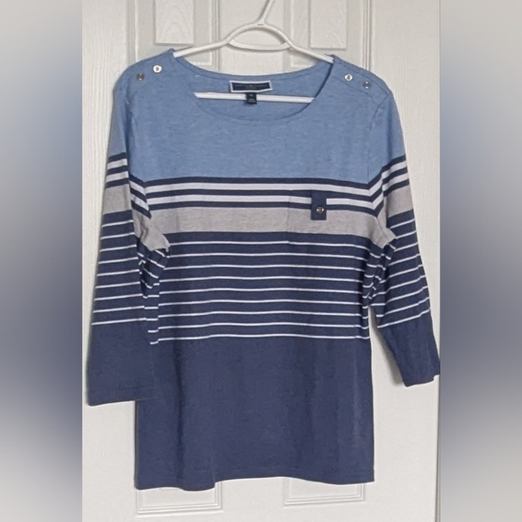 Karen Scott Women's (Size XL) Nautical Themed Striped 3/4 Sleeve Top/Jersey - Picture 1 of 13
